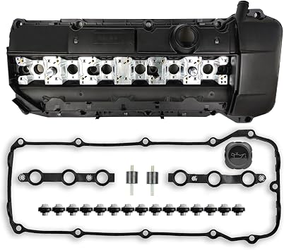 Engine Valve Cover Kit with Gasket, Spark Plug Seals, Bolts, Mount, Washers Compatible with 1998-08/2002 BMW Z3 323i 325i 330i 525i 530i X5 M52/M54 2.5L 2.8L 3.0L Part 11121432928