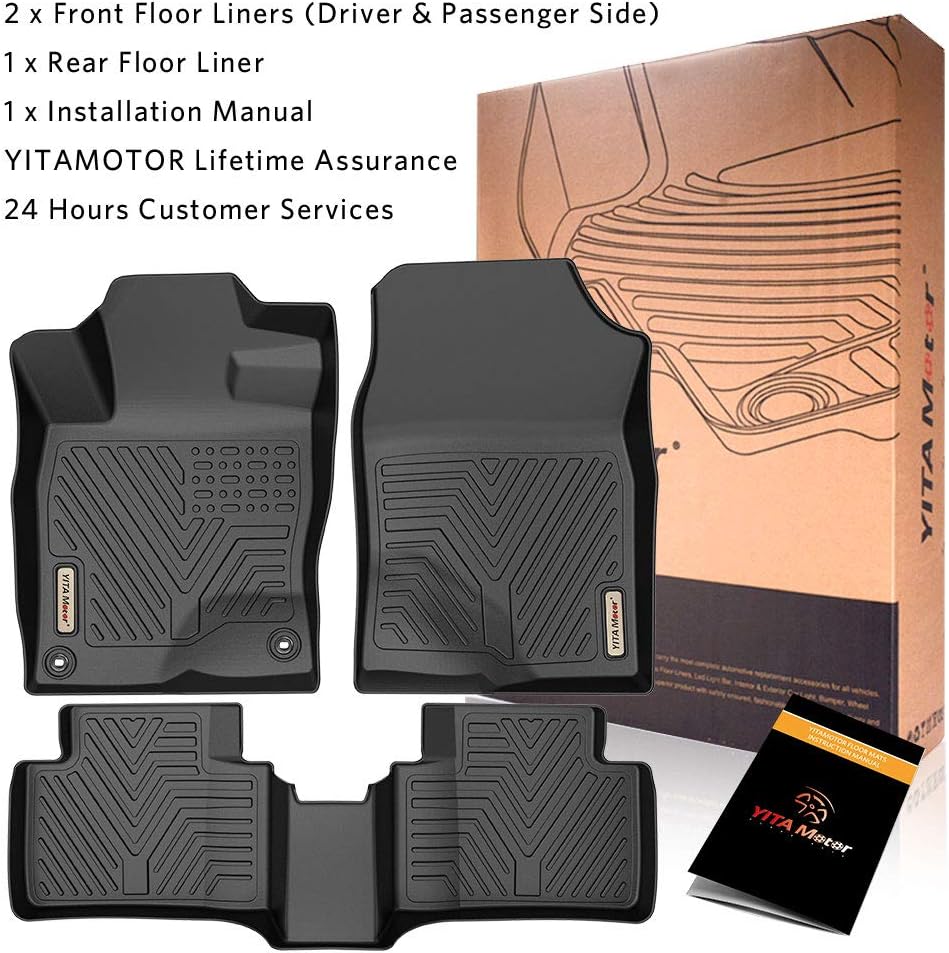 YITAMOTOR Floor Mats Fit for 2016-2021 Honda Civic Coupe/Sedan/Type R, 2017-2021 Honda Civic Hatchback, TPE All-Weather Custom Fit Floor Liners, Durable Anti-Slip Accessories, 1st & 2nd Row, Black - Image 8