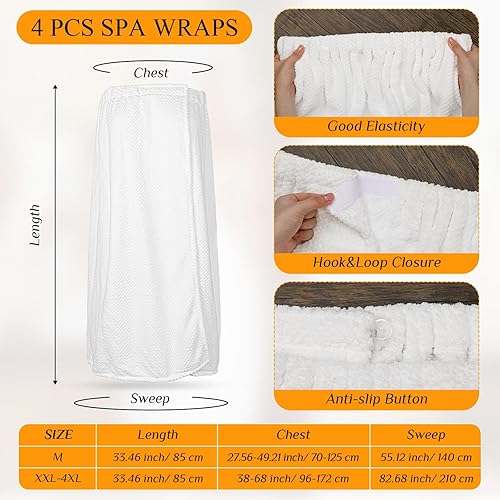 Miniatura 2 de 4 toallas envolventes para mujer, bata de spa con cierre ajustable, parte superior elástica, envoltura ligera para baño y ducha