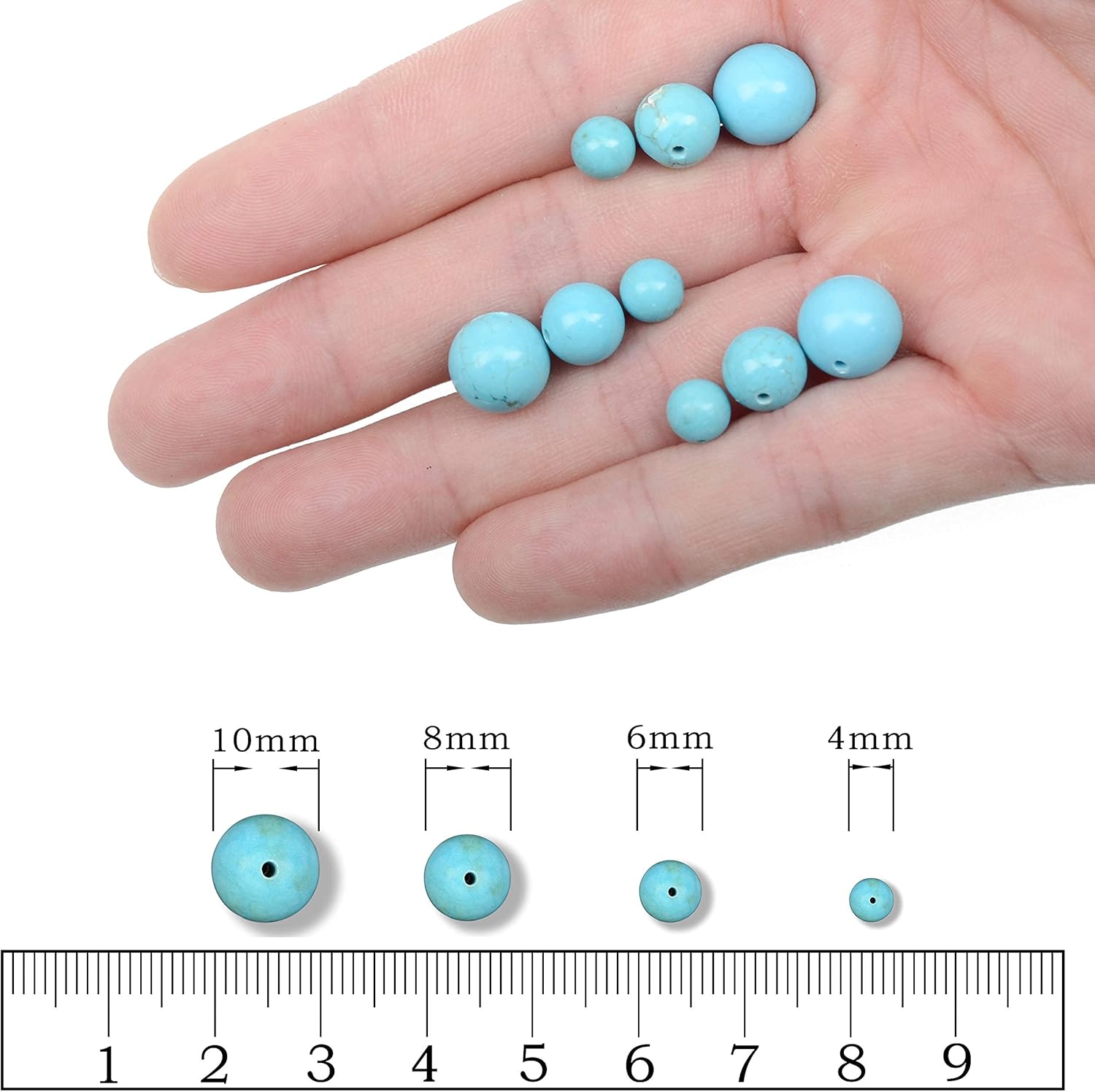 AD Beads Natural Gemstone Round Loose Beads 15" for Bracelet Necklace Earrings Jwelery Making Crafts DIY (6mm, Blue Turquoise) - Image 5