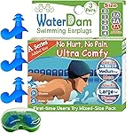 WaterDam A-Series Swimming Ear Plugs Ultra Comfy Great Waterproof Earplugs - Size 3A (Blue) Great for Narrow Ears Like Size 2.8 - Medium Ear Men & Large Ear Teens&Women