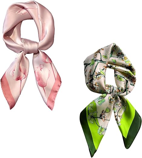 VedicBloom Scarf Set, Two Piece Womens Silk Scarf Collection, Versatile Fashion Accessory for Daily Wear and Special Occas...