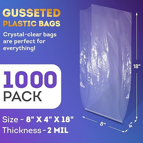 Vista 61 de APQ Bolsas de Polietileno con Fuelle 1 Mil Transparente/10" x 6" х 20