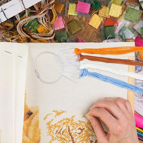 Miniatura 6 de BENECREAT 30 gotas de hilo acrílico con 6 piezas de alambre de acero inoxidable, organizadores de hilo de bordar, tableros de bobinado de hilo con