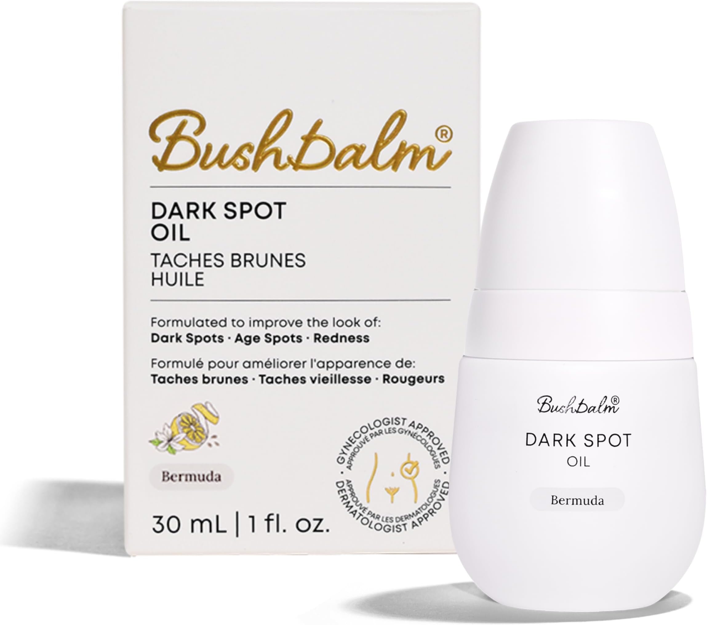 Bushbalm Bermuda Oil - Dark Spots, Fades Dark Spots, Reduces Hyperpigmentation, Relieves Redness and Irritation, 30ml