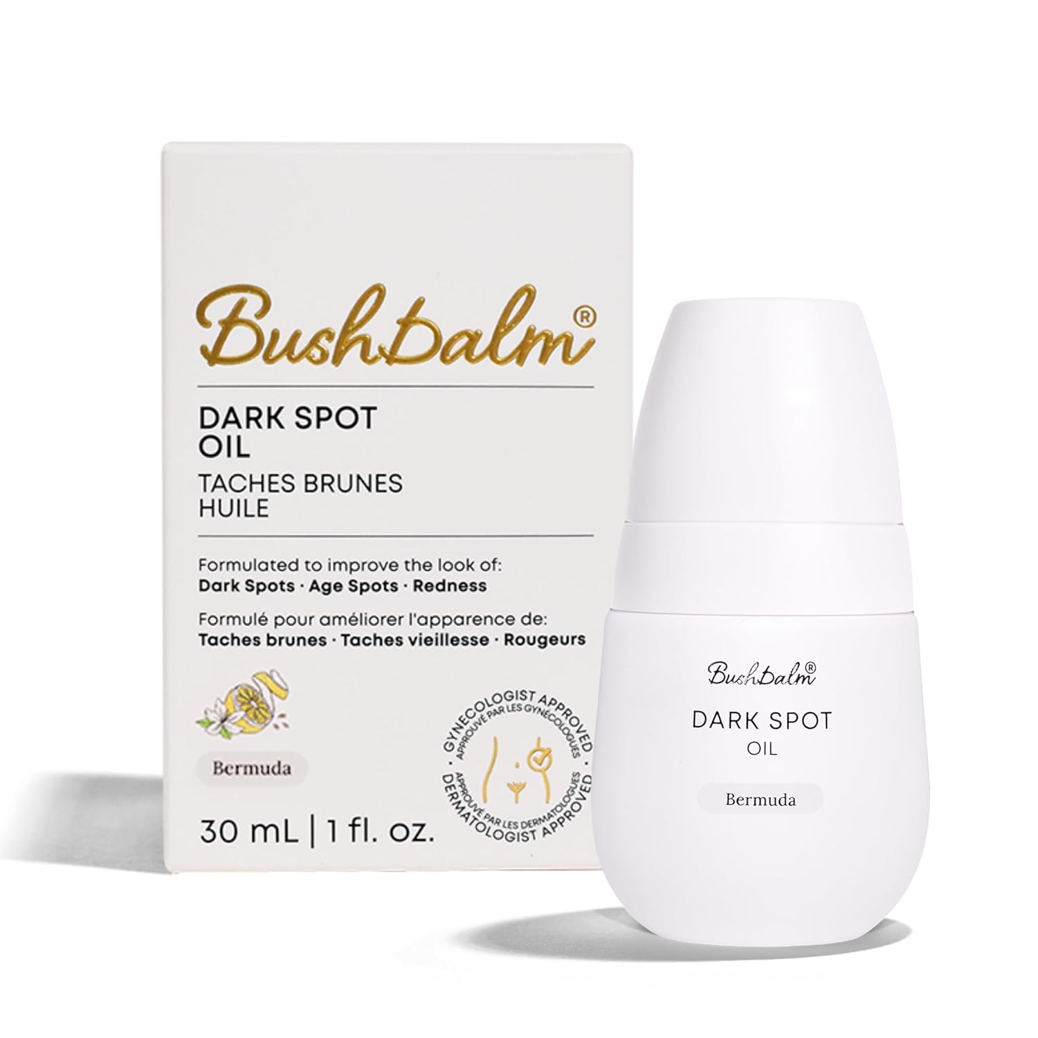 Bushbalm Dark Spot Oil - Helps Brighten and Reduce Hyperpigmentation, Razor Burn & Underarm Bumps - Soothe Skin from Post Shave Itchiness, Irritation & Redness, 30 ml - Bermuda Oil
