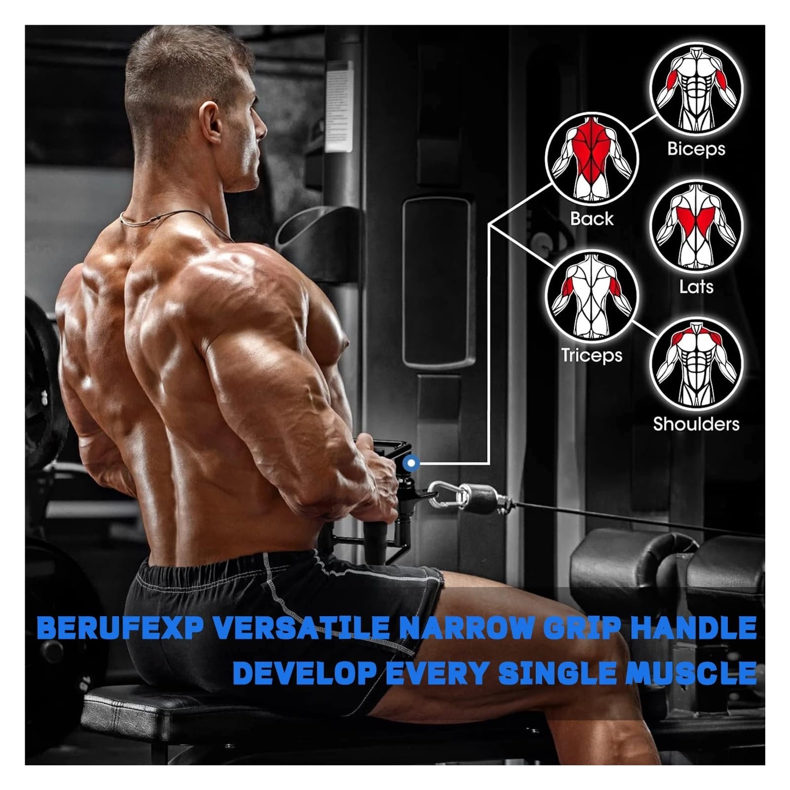 Barra LAT Machine Maniglia a Doppia D Attacco for Fila di Cavi Rotante a 360 Gradi for Macchina for in Gomma Morbida Palestra Fitness LAT Pulldown Close Grip