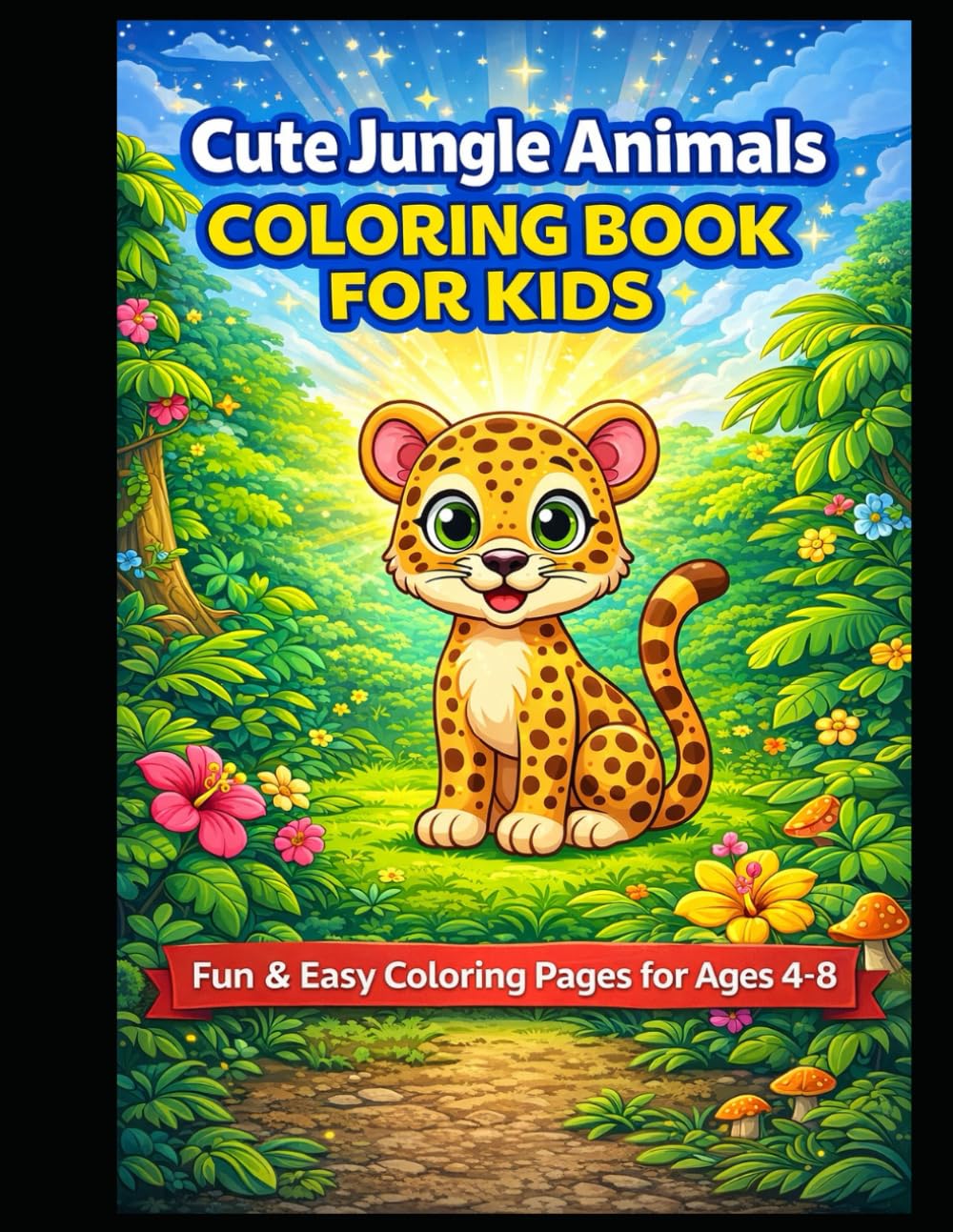 Cute Jungle Animals Coloring Book for Kids