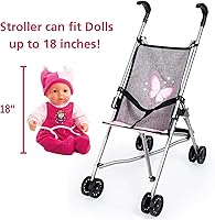 Vista 7 de Bayer: Umbrella Stroller for Dolls Foldable Grey Easy Storage 18-Inch Dolls, Lightweight