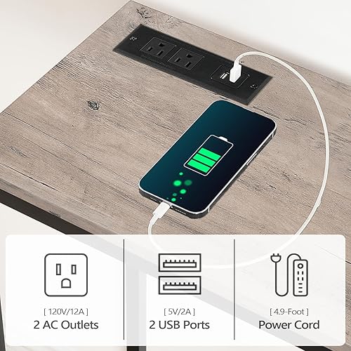 Miniatura 64 de Mesa consola con toma de corriente, mesa de sofá estrecha de 70.9 pulgadas, mesa de entrada industrial con puertos USB, mesa detrás del sofá para