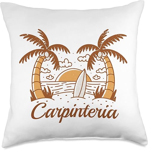 Carpinteria Beach Summer Vacation Souvenir Carpinteria California Tropical Beach Vacation Throw Pillow, 18x18, Multicolor