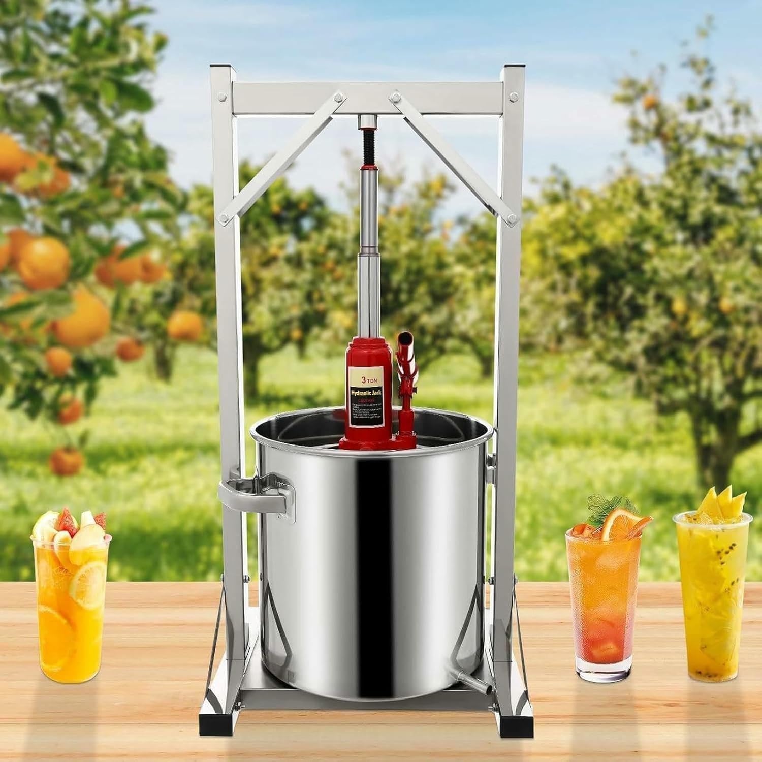 Commercial Manual Fruit Wine Press - Heavy-Duty Grape Crusher, Efficient Juice Maker for Home Brewing, Wine Making Equipment, Ideal for Winemakers and Juicing Enthusiasts.