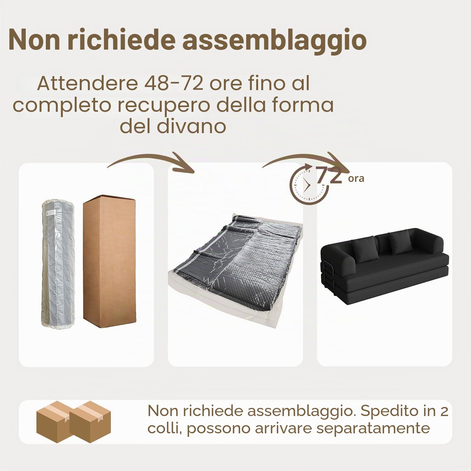 Xbro Divano Letto Matrimoniale 2 Posti Convertibile, Divano Modulare Salvaspazio con Struttura in Metallo e Schiuma ad Alta Resilienza, per Soggiorno Monolocale e Ospiti, 200 x 190 cm