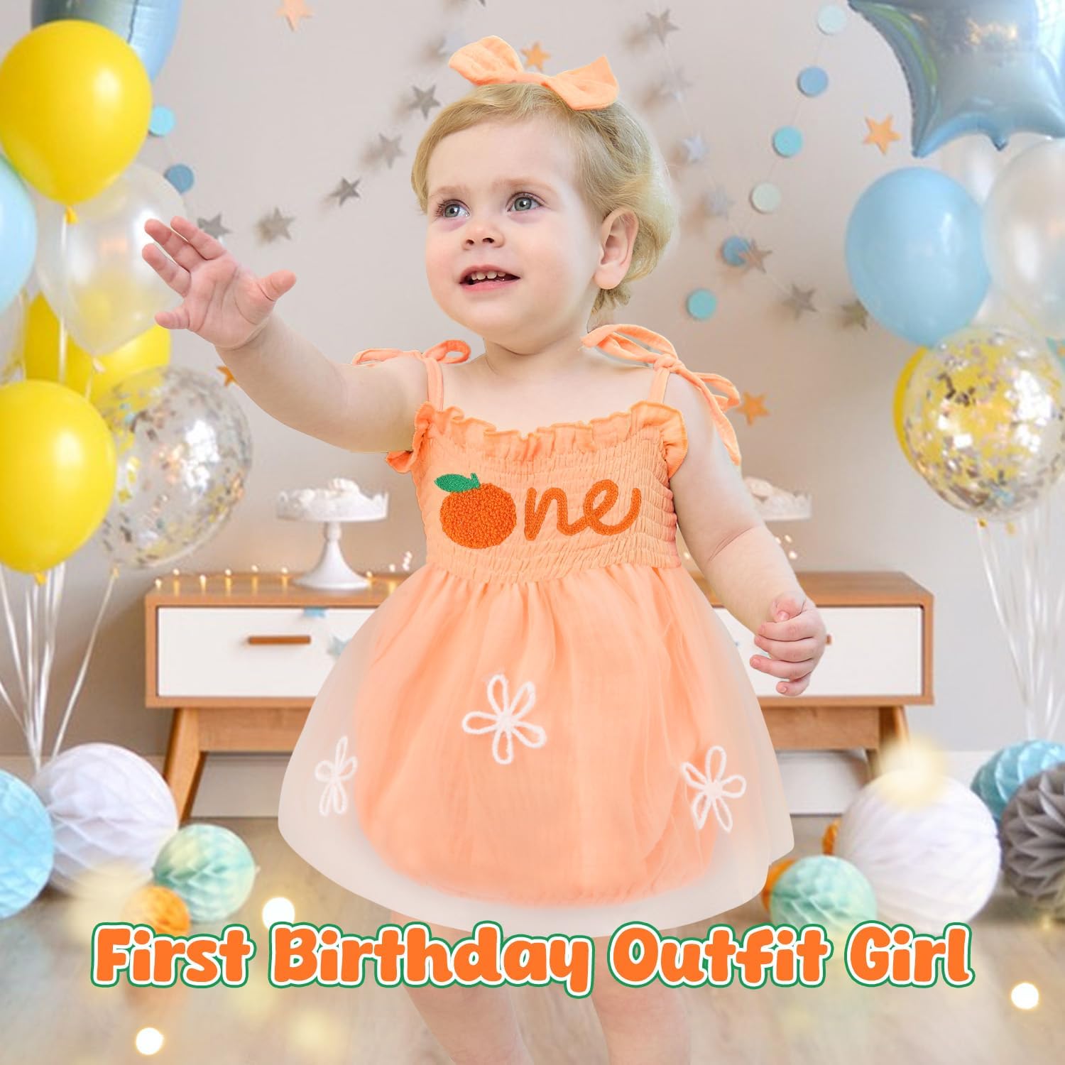 HONGTEYA Baby Girl 1st Birthday Outfit Girl First Birthday Clothes One Year Old Gifts Romper Tulle Summer Newborn Dress - Image 4