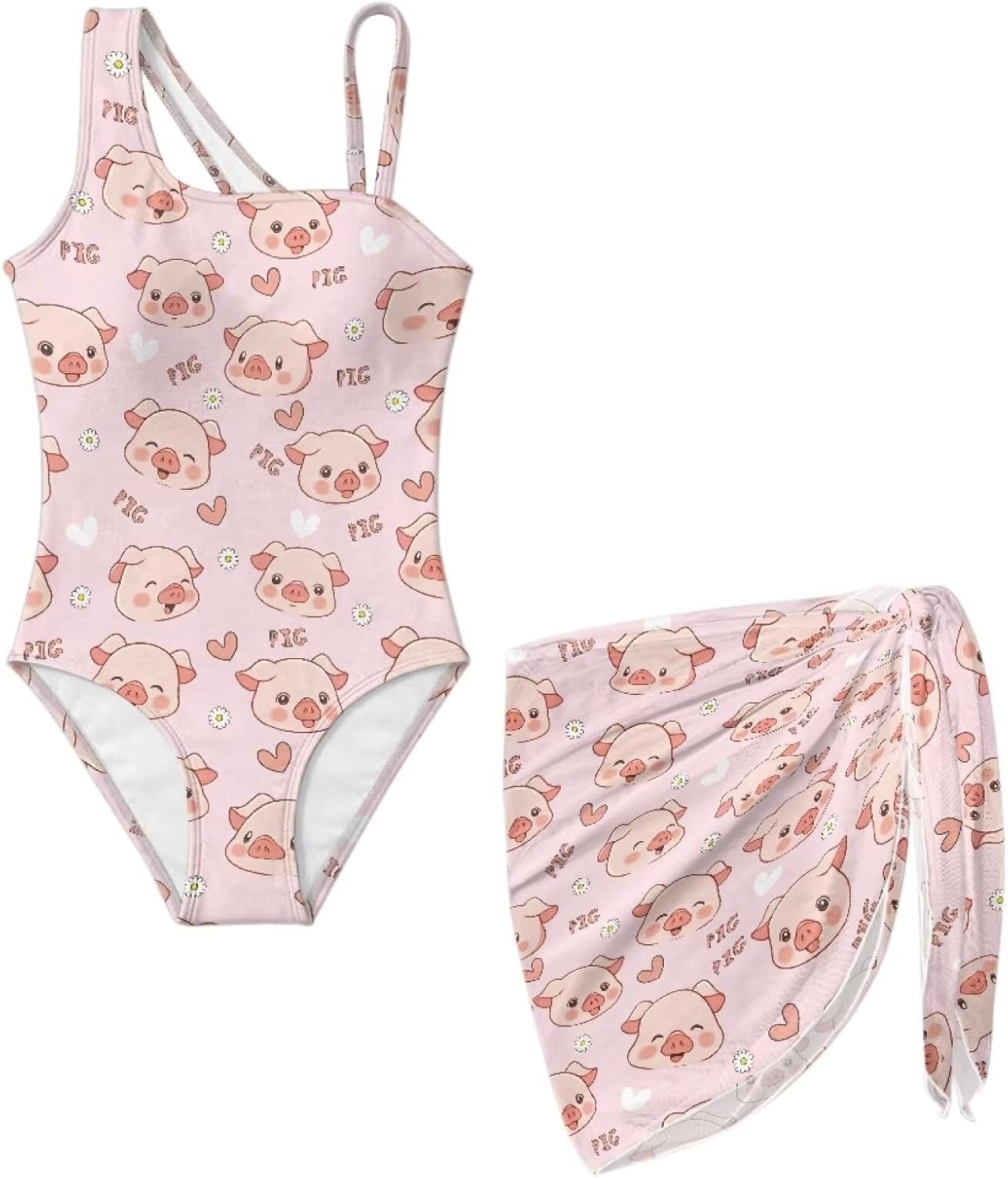 Upetstory Girls Swimsuit Cover Up Set Cut Out One Piece Bathing Suit 7-18