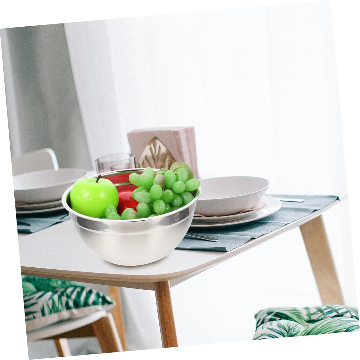 4pcs Salad Mixing Bowl Set Lids Stainless Steel Fruit Storage Bowl Home Kitchen Tableware Salad Serving