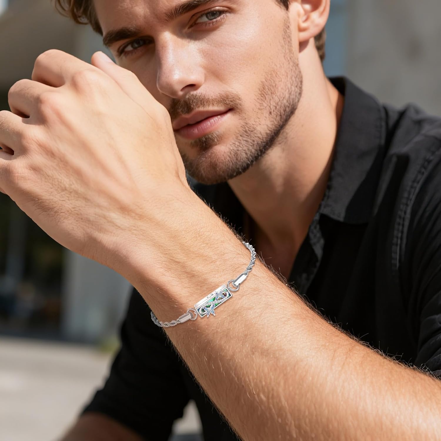 Urn Bracelet Sterling Silver Infinity/Animal/Flower/Mountain Urn Bracelet for Ashes Memorial Jewelry Gift for Women Men