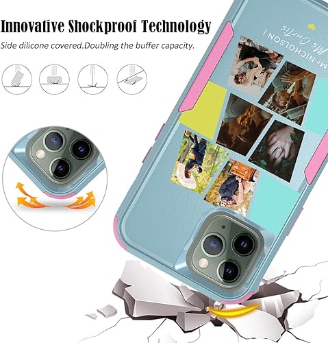 Vista 80 de Funda de fotos personalizada para Apple iPhone 11 Pro Max, patrón de collage a cuadros, personalizado para hacer imágenes en gruesa 3 híbrida Rosa