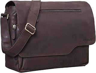 STILORD 'Marvin' Ledertasche Umhängetasche Modernes Vintage Design 15.6 Zoll Laptoptasche große Unitasche College Bag echt...
