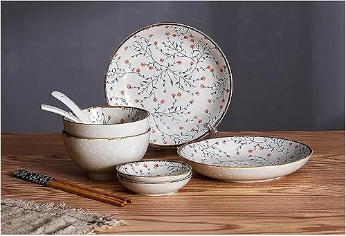 Servicio de cena de porcelana, juego de vajilla para el hogar o restaurante especial, juego de vajilla de cerámica retro de 8 piezas