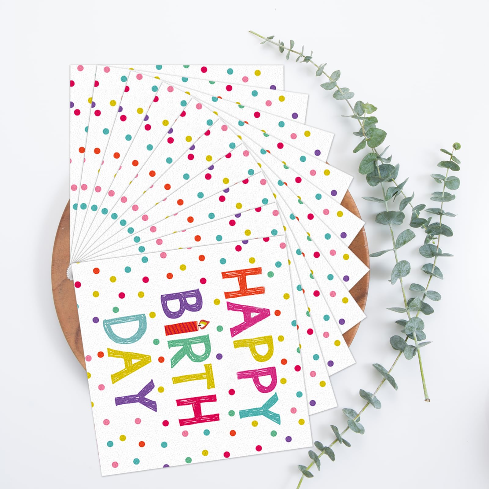GlamRays 20 Stück Bunte Polka-Dot Servietten - 33x33 Cm Für Party, Tischdeko & Regenbogenfeiern