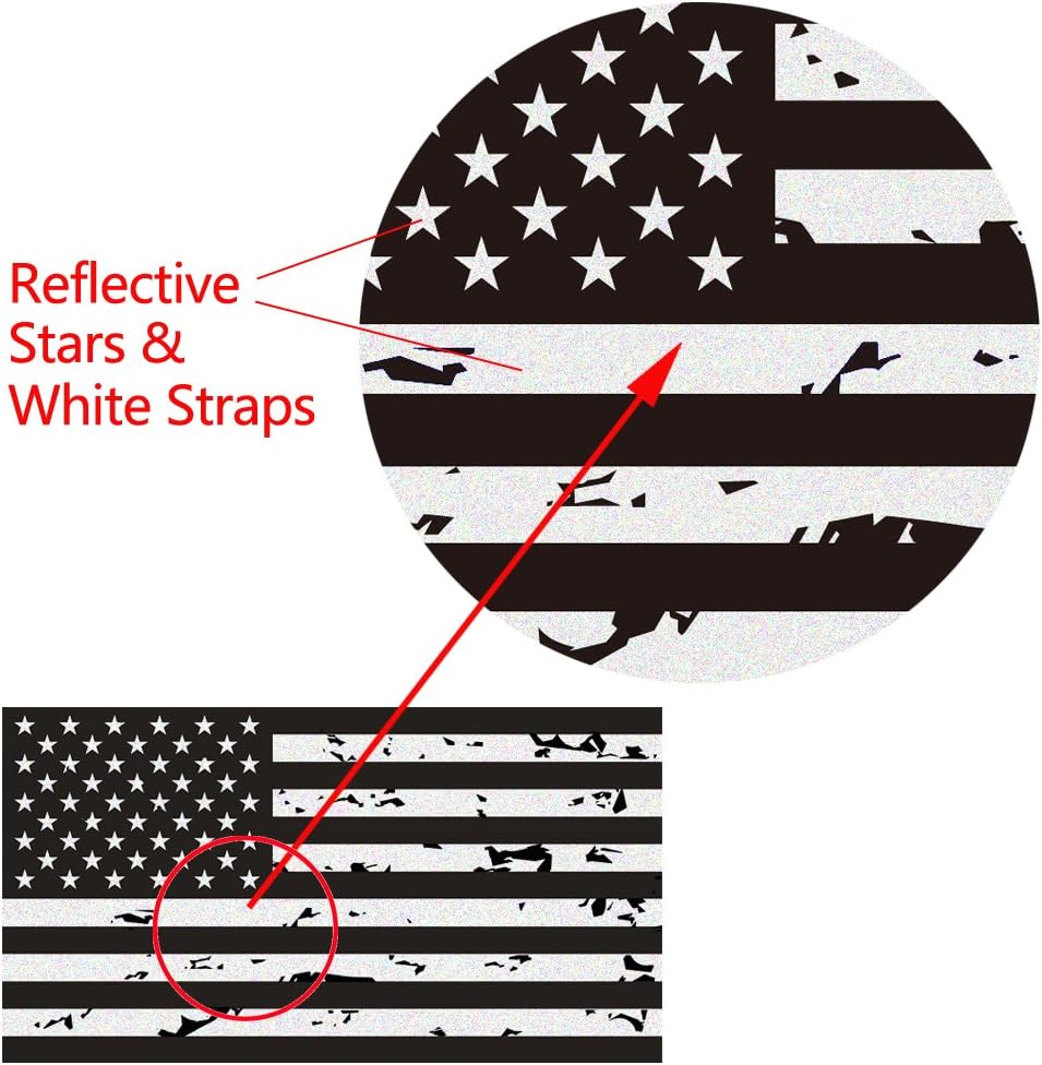 Reflective 2 Pairs Subdued Tattered Reverse Forward American Flag Sticker 2.7" X 5" Tactical Military Flag US Decal | Compatible with SUV, Hard Hat, Car Vinyl Window Bumper Decal Sticker