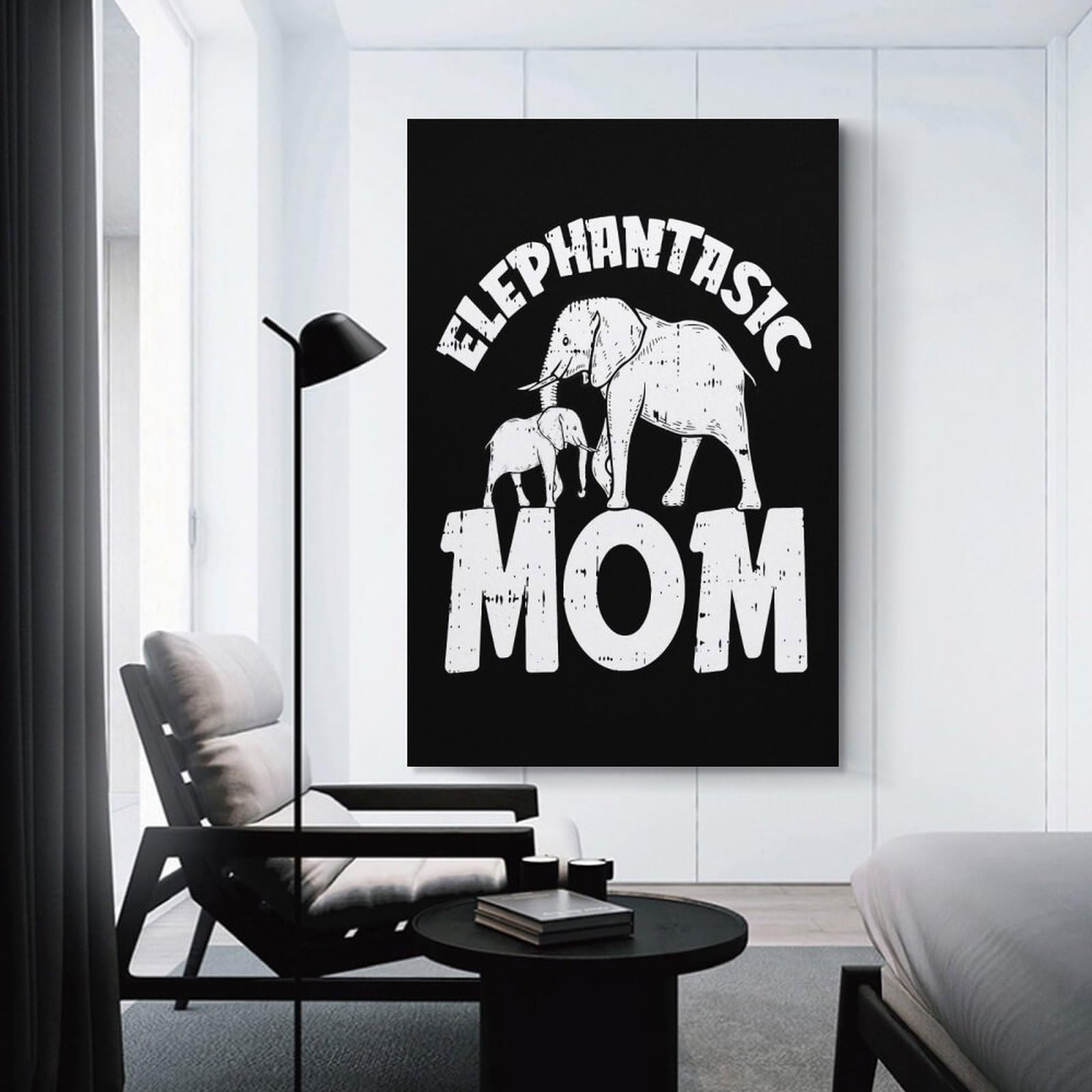 Junmoney Elephantastic Mom Canvas Wall Picture, 12x18inch(30x45cm), for Home, Office, Studio Or Guest Room, A Flexible Wall Accent for Shared Spaces