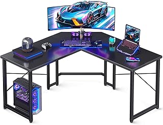 ODK L-Shaped Gaming Desk with Monitor Stand, 51" x 19", Black