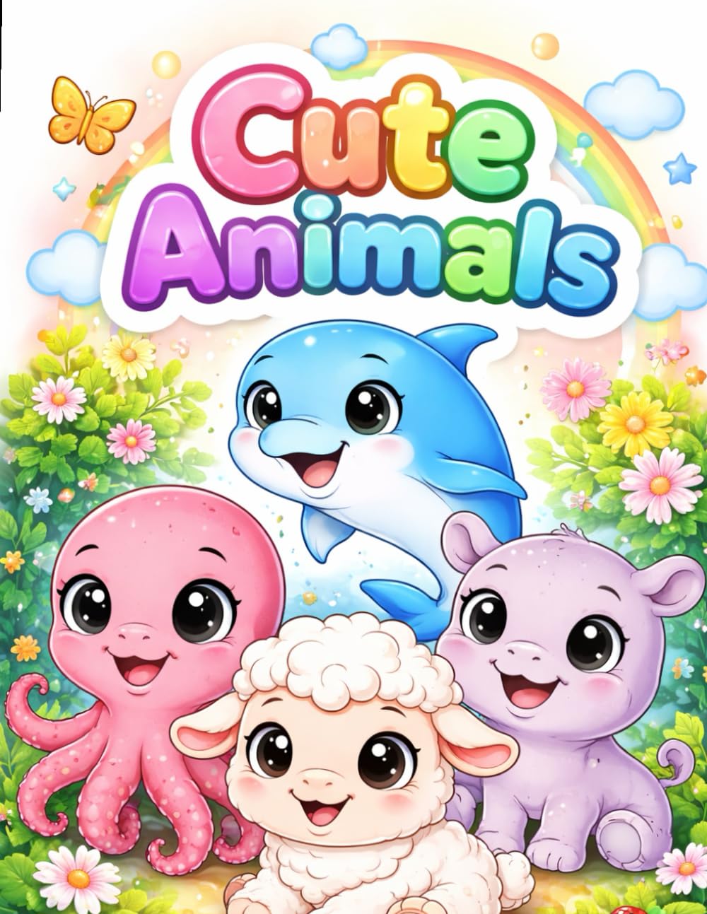 Cute Animals Coloring Book for Kids Ages 3–6: Fun and Easy Coloring Pages of Ocean, Farm & Wild Animals for Toddlers and Young Kids | Simple Bold Designs for Boys and Girls