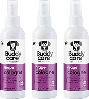 Buddycare | Eau de Cologne für Hunde - Süßer Puderduft für Hunde - erfrischt zwischen den Hundewäschen - Traube, 200 ml (3er Pack) product image