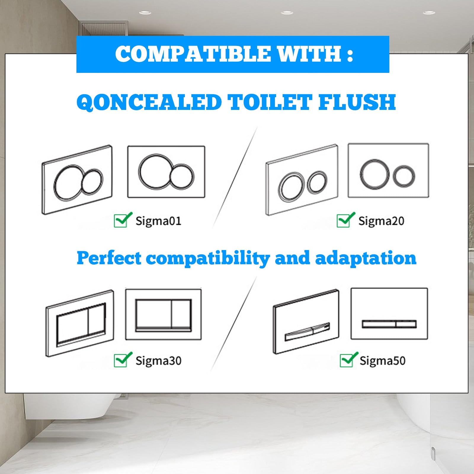 Placca Di Comando WC, Compatibile Con Geberit Sigma 01, 20, 30, 50, UP320 e 300, Pannello Frontale Per Cassetta WC Incasso, Doppio Scarico Con 2 Quantità Di Lavaggio,Bianco