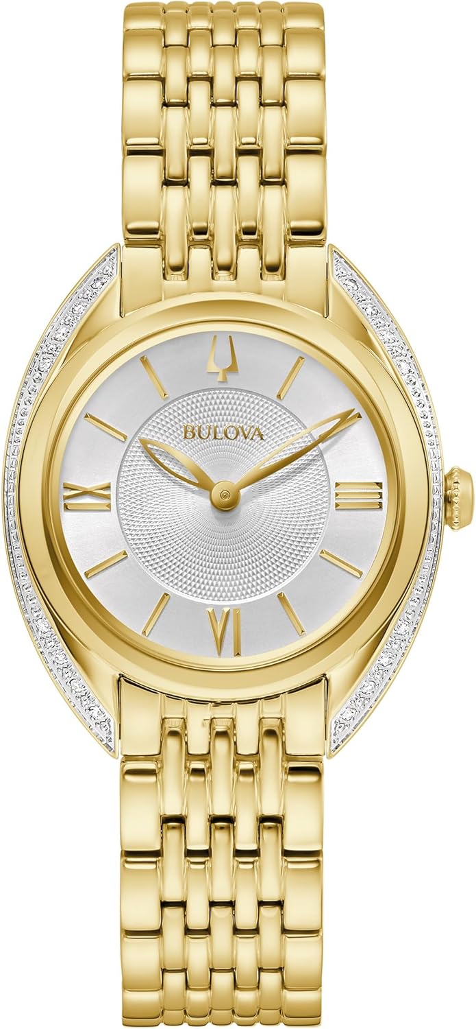 Bulova Ladies' Classic Diamond 2-Hand Quartz Stainless Steel Watch, 16 Diamonds, Sapphire Crystal