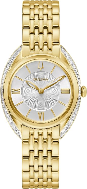 Bulova Ladies Classic Diamond 2-Hand Quartz Stainless Steel Watch, 16 Diamonds, Sapphire Crystal