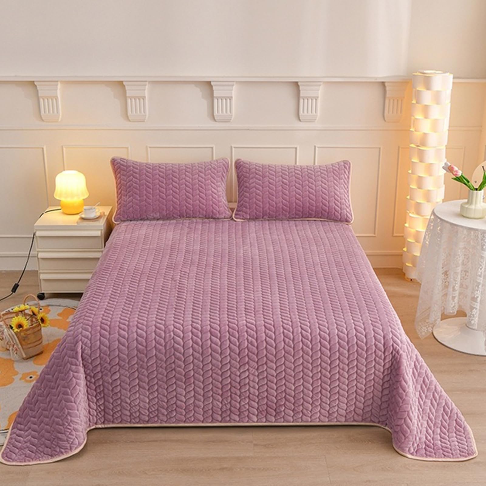Couverture flanelle respirante violette contre le froid nocturne pour lit 1 personne