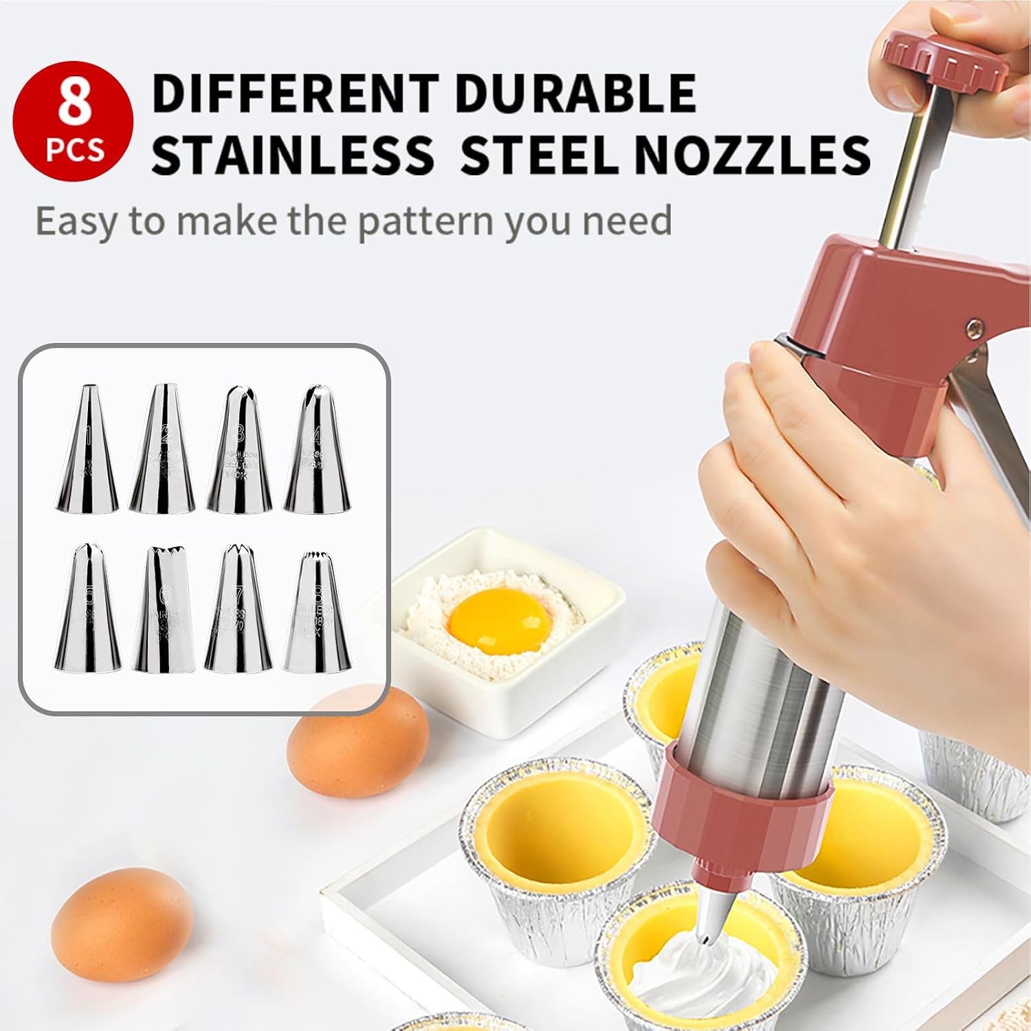 Homemade Cookie Press - Baking Mold Shaping Tool | Multi Shape Cookie Maker with Ergonomic Grip, Perfect for Dough, Pastry, and Dessert Designs Create Fun Shapes 8.66x5.91 in