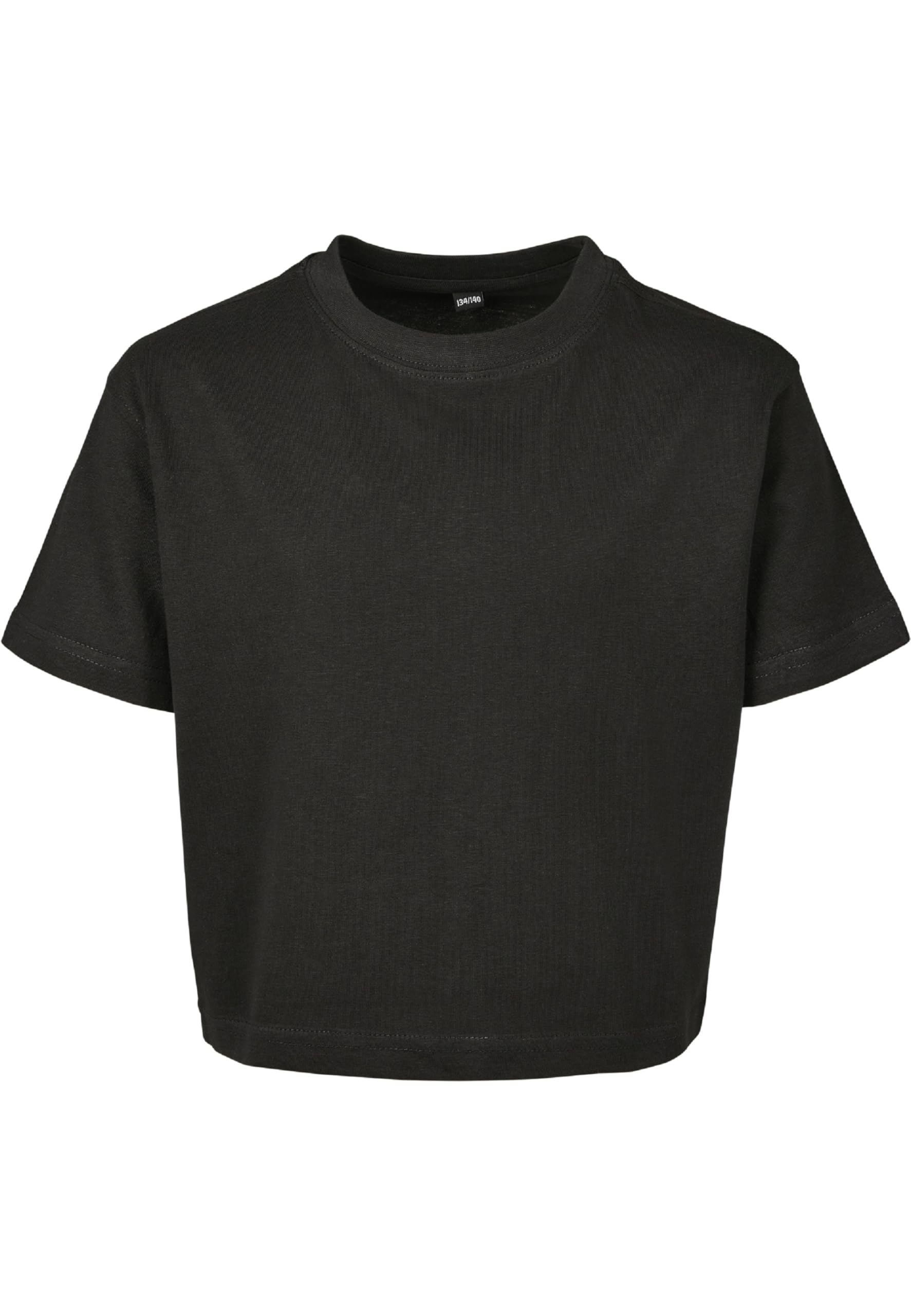 Build your Brand Girls' Cropped Jersey T-Shirt, Black, 158/164 cm