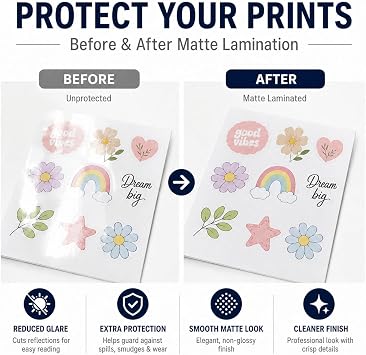 Bleidruck 25 Sheets Glossy Matte Self-Adhesive Cold Laminating Film | Semi-Transparent Cold Overlay Sheets A4 Size Vinyl Sticker Sheets