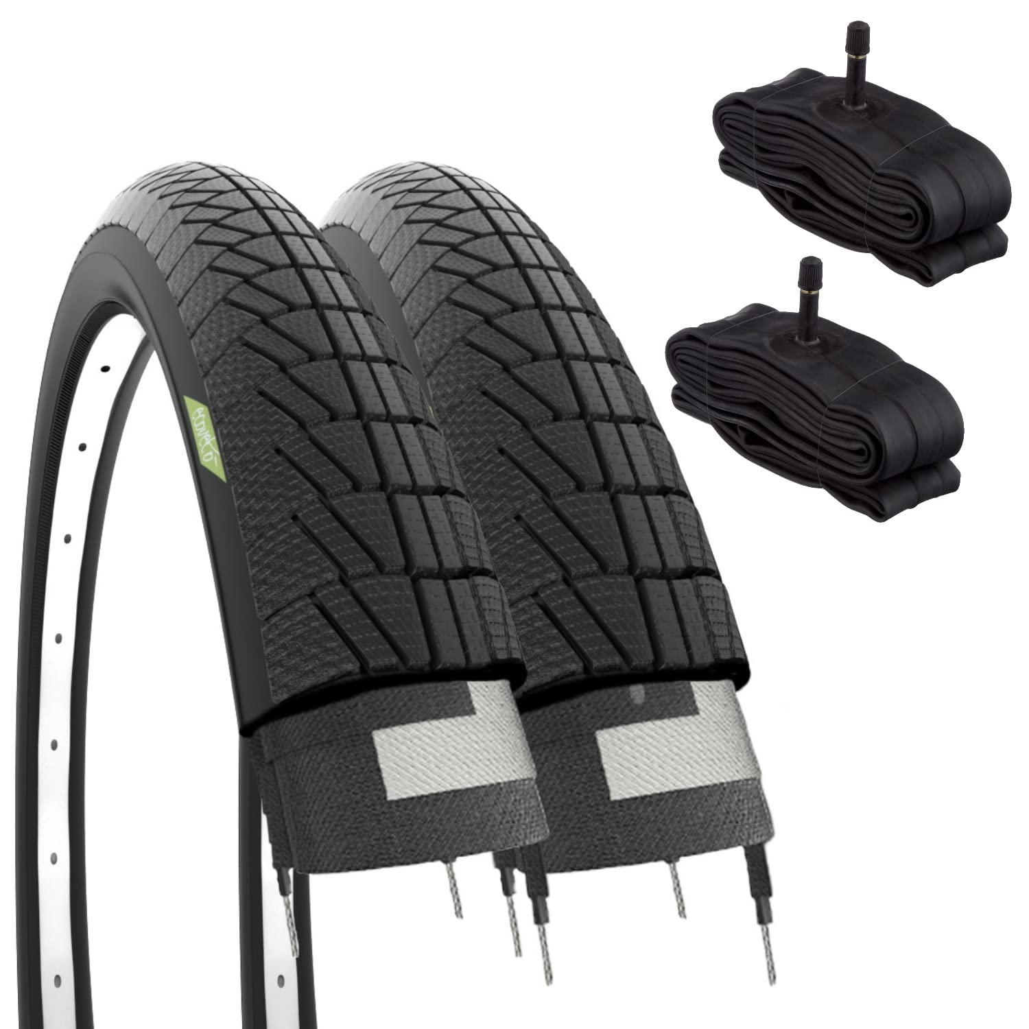 2 tyres 20 x 1.75 cm (47-406) + American Inner Tubes black road tyres for city bike for children
