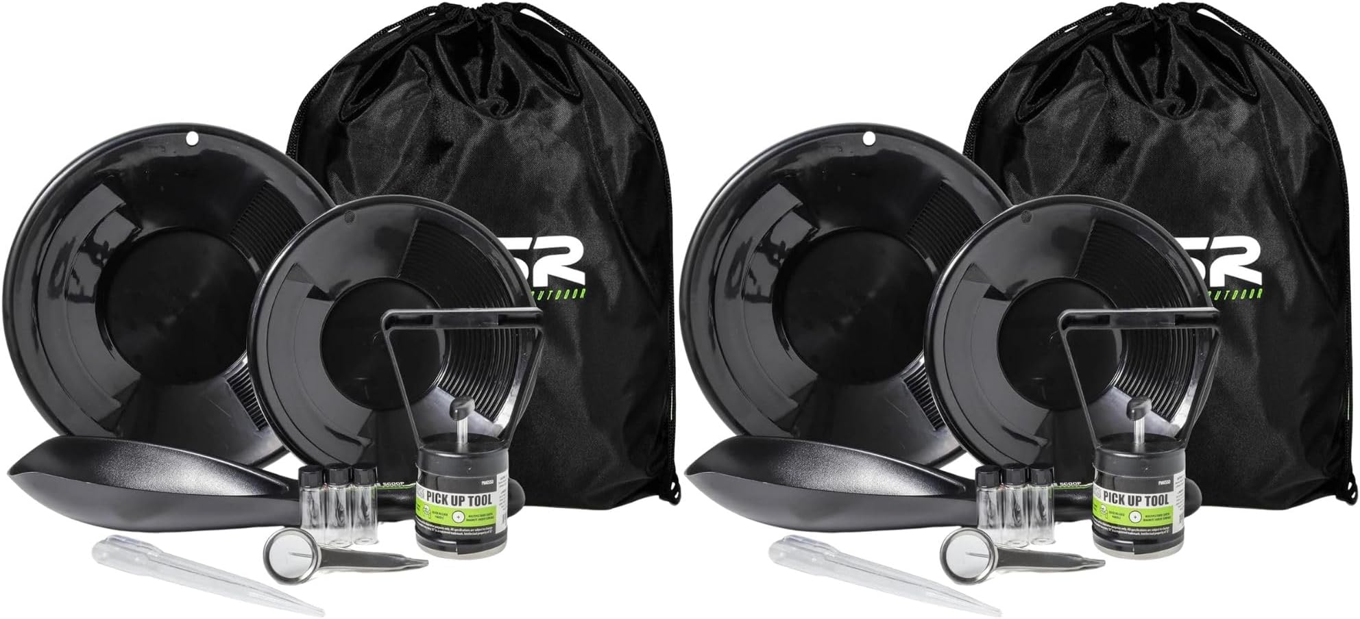 ASR Outdoor Gold Panning Kit Gold Rush Prospecting Tools Accessories 10pc - Black (Pack of 2)