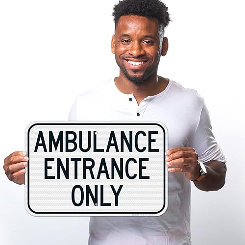 Miniatura 2 de Letrero de entrada solo para ambulancia, 12 x 18 pulgadas, 3M EGP reflectante aluminio .063, resistente a la decoloración, fabricado en Estados