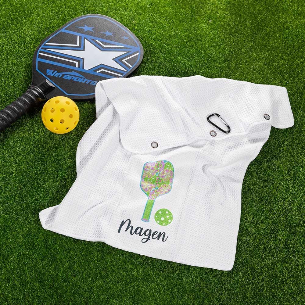 Personalized Custom Name Pickleball Towel with Clip - Cooling Sweat Towel for Pickleball Lovers