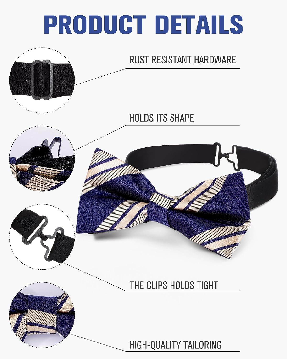 Hercicy 20 Pcs Bow Ties for Men Pre Formal Satin Bowties Set with Adjustable Neck Band for Wedding Party Favors