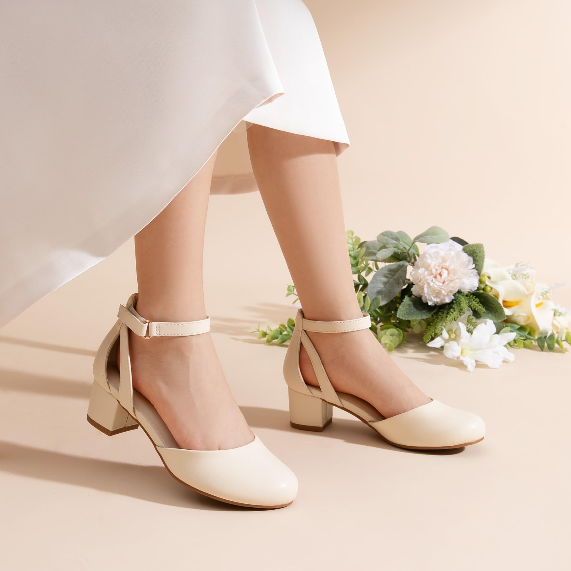 DREAM PAIRS Ballerines Filles à Talon Bloc Mary Jane | Chaussures de Princesse Confortables pour Fête Soirée