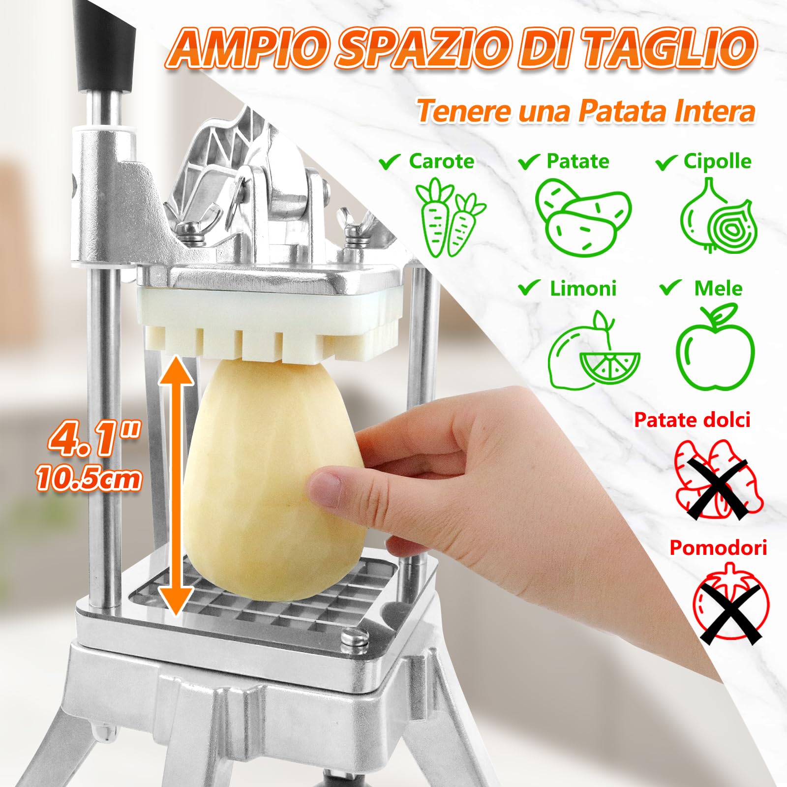 Anatole Tagliapatate per Patate Fritte Professionale Verticale con 6mm 9mm 13mm Spicchi Lame in Acciaio Inox Taglia Patate a Bastoncino Manuale per Frutta Verdure Carote Cetrioli Cipolle Limoni