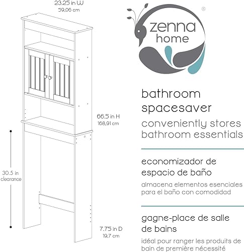 Miniatura 3 de Zenna Home 9119W, colección Cottage, ahorra espacio para baño, blanco