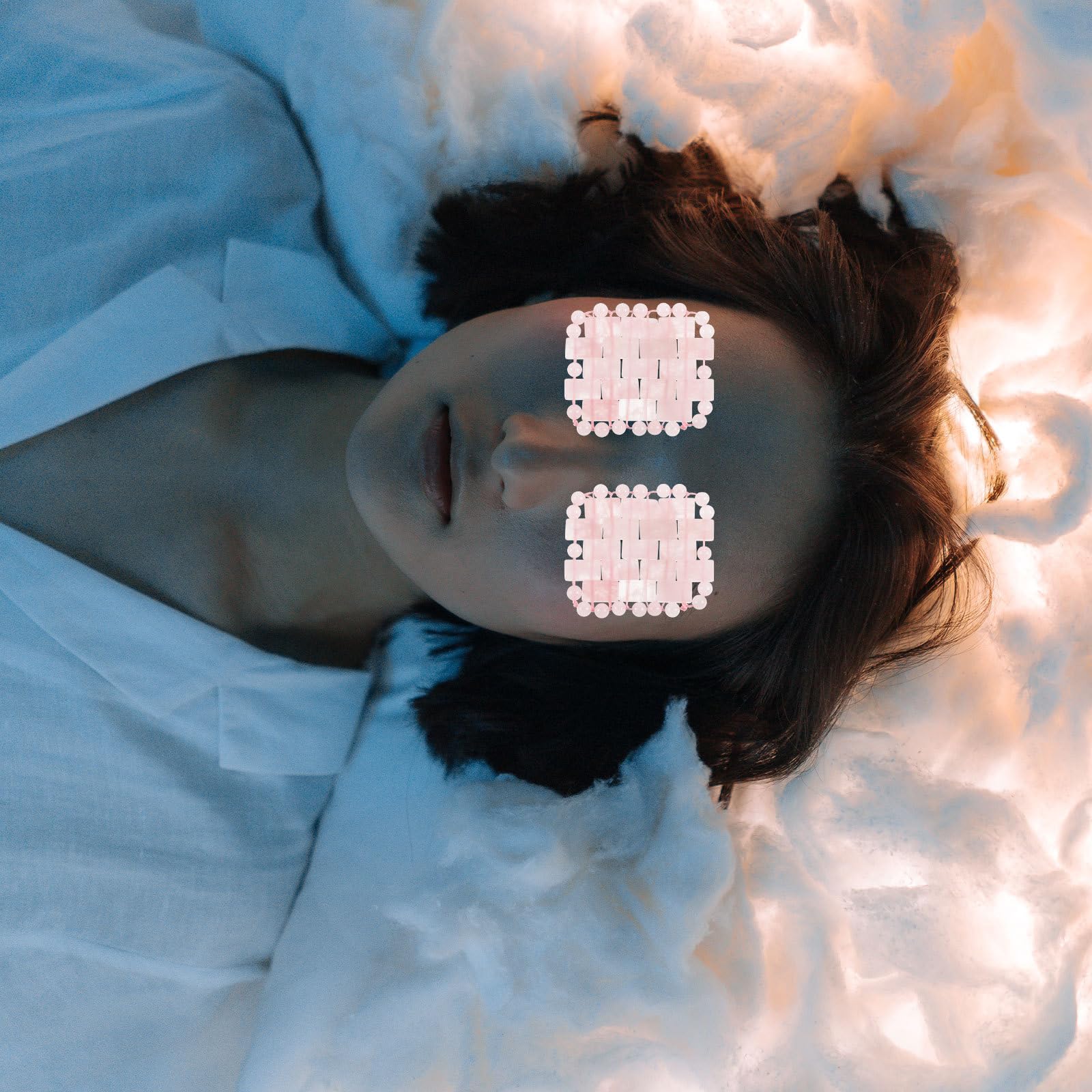 Hemobllo Maschera Occhi in Quarzo e Cristallo per Dormire 1 Paio Copri Occhi per Uso Professionale in Salone Promuove Sonno Design Semplice e Confortevole