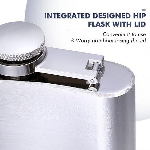 Miniatura 3 de Petaca de 7 onzas para licor de acero inoxidable a prueba de fugas con embudo para fiestas, bodas, camping, senderismo, regalo, actividades al aire