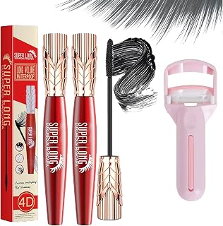 Yanqina Super Long Mascara, 4D Waterproof and Sweat Proof Mascara, Super Long Luxurious Mascara, Yanquina Stereo Lengthening Mascara - 4D Silk Fiber Lash Mascar (2 Pcs)