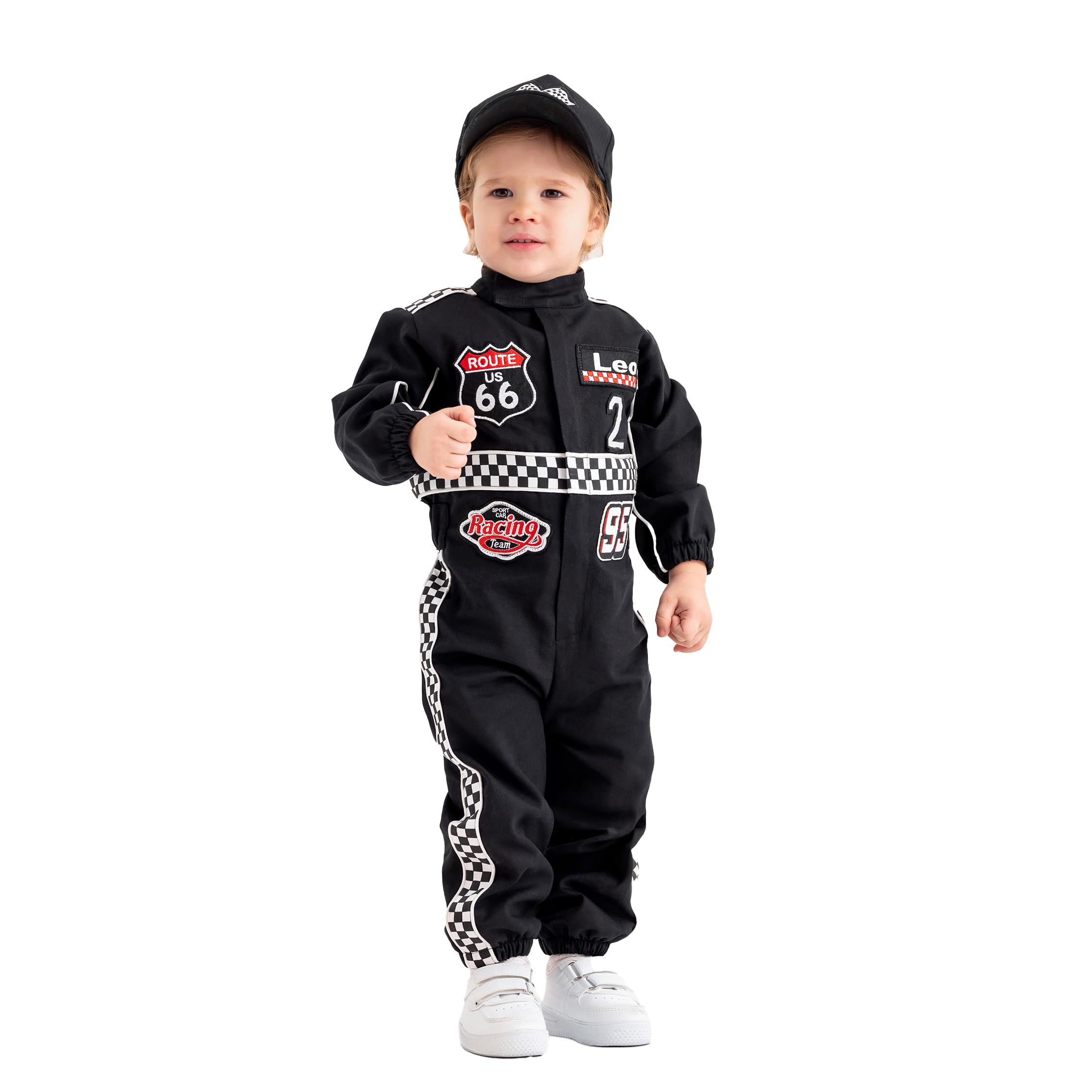 Costumes Club Personalized Handmade Race Car Driver Costume for Toddlers (2T, Black), 2 Years