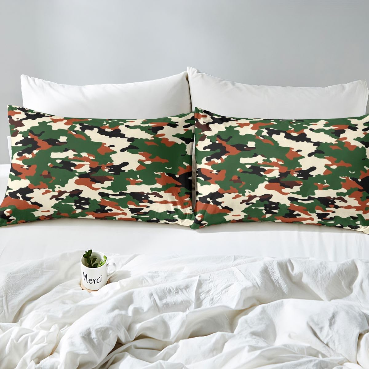 jejeloiu Camouflage Bed Sheets Set Full Size Camo Bed Set for Kids Boys Girls Military Style Deep Pocket Fitted Sheet Army Breathable Soft Lightweight Microfiber
